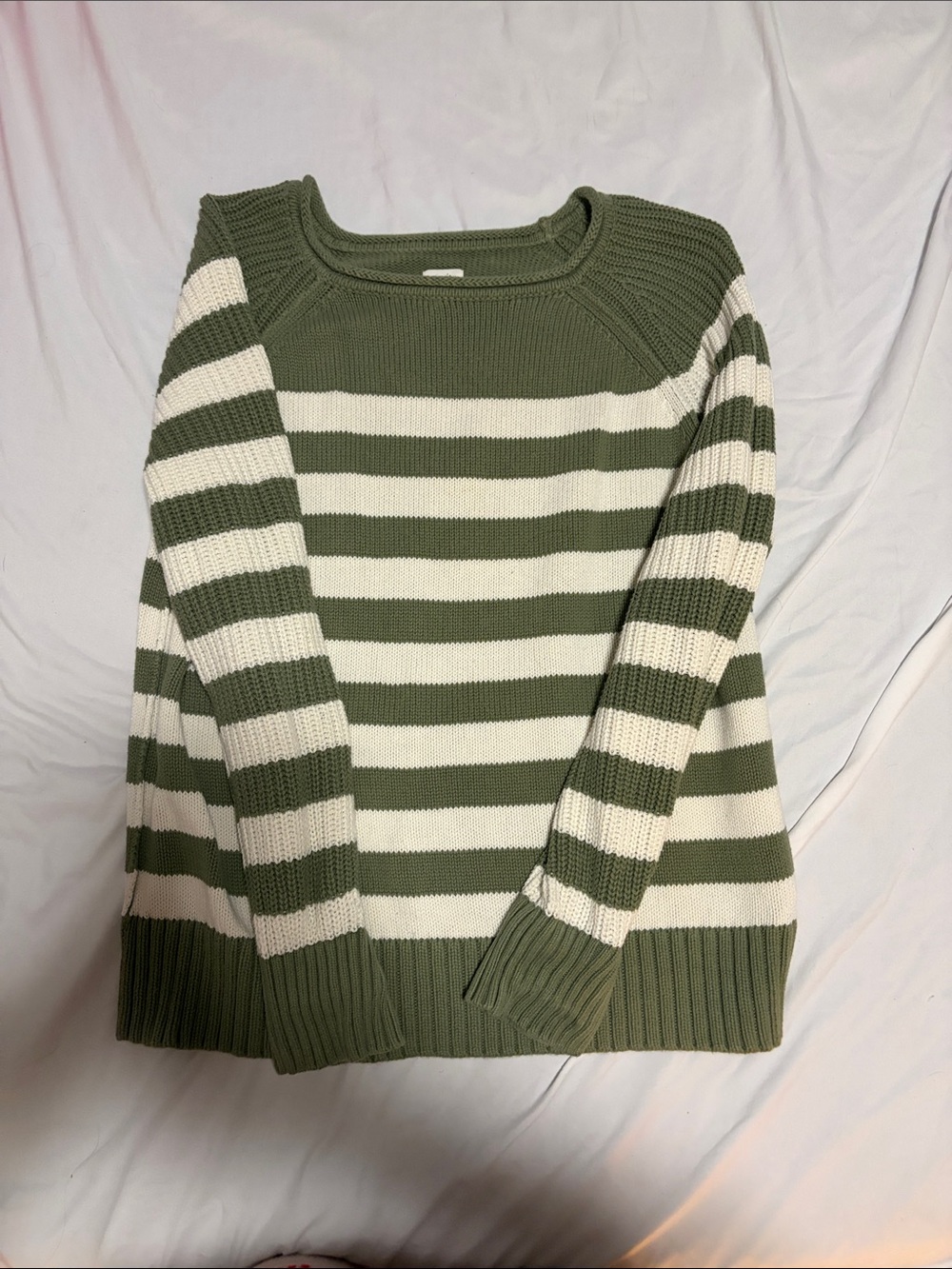Striped Olive and Cream Women's Sweater